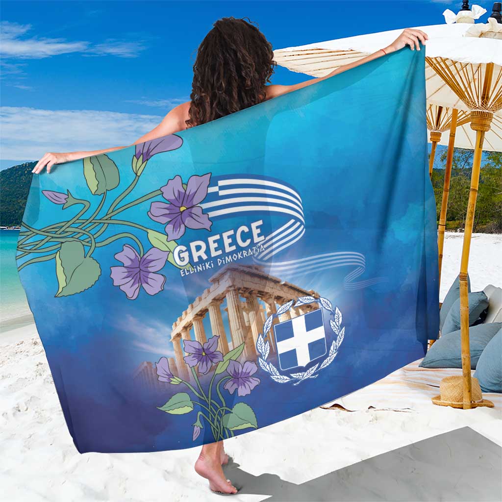 Greece Athens Sarong Viola Odorata with Emblem Design - Wonder Print Shop