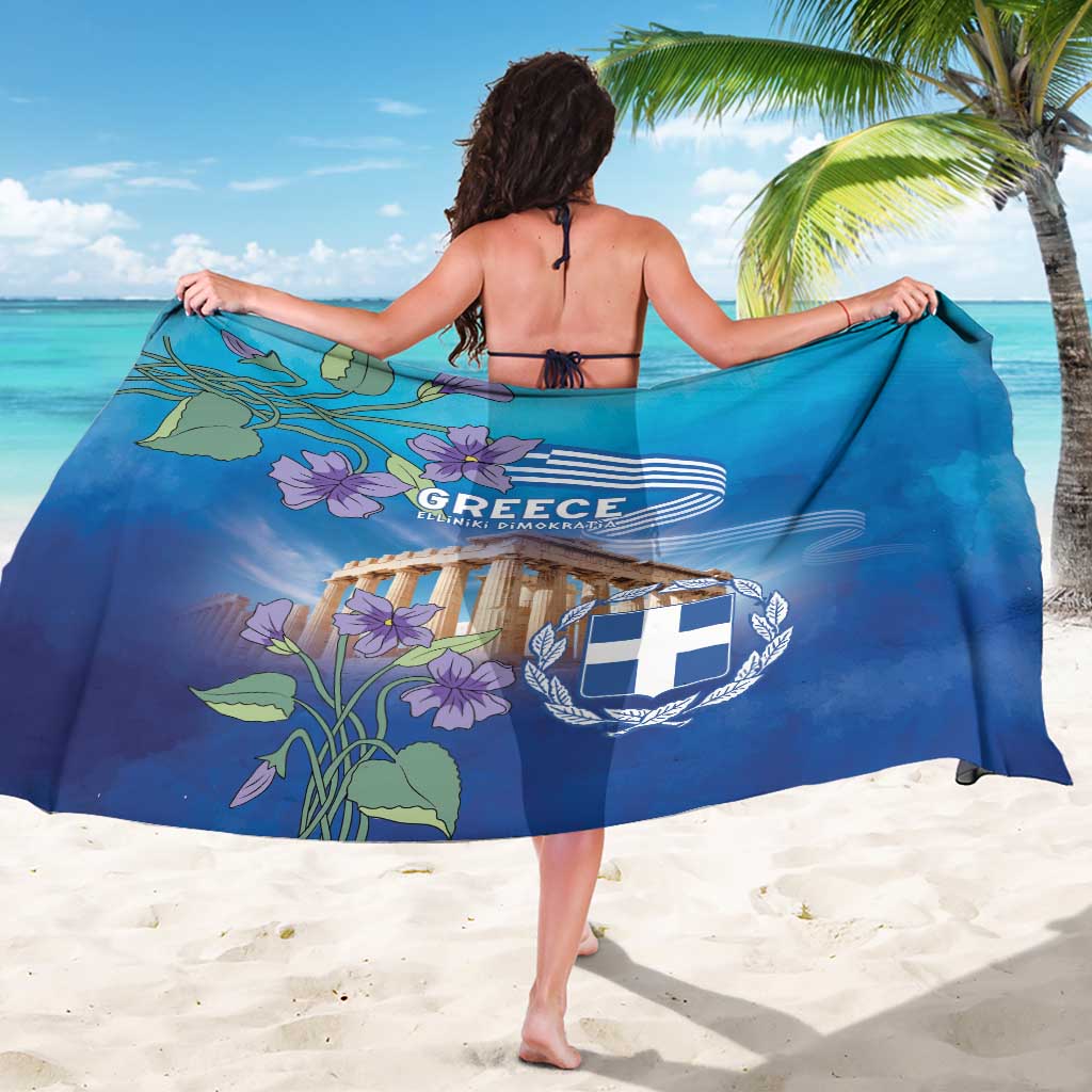 Greece Athens Sarong Viola Odorata with Emblem Design - Wonder Print Shop