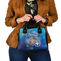 Greece Athens Shoulder Handbag Viola Odorata with Emblem Design - Wonder Print Shop