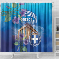 Greece Athens Shower Curtain Viola Odorata with Emblem Design - Wonder Print Shop