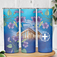 Greece Athens Skinny Tumbler Viola Odorata with Emblem Design - Wonder Print Shop