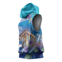 Greece Athens Sleeveless Hoodie Viola Odorata with Emblem Design - Wonder Print Shop