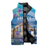 Greece Athens Sleeveless Puffer Jacket Viola Odorata with Emblem Design - Wonder Print Shop