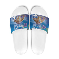 Greece Athens Slide Sandals Viola Odorata with Emblem Design - Wonder Print Shop