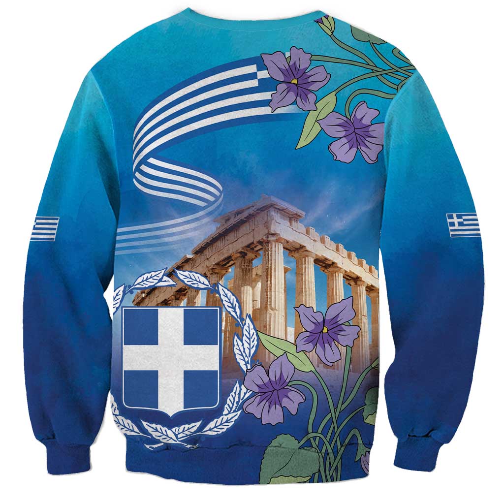 Greece Athens Sweatshirt Viola Odorata with Emblem Design - Wonder Print Shop