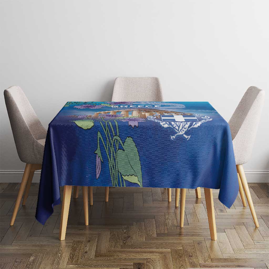 Greece Athens Tablecloth Viola Odorata with Emblem Design - Wonder Print Shop