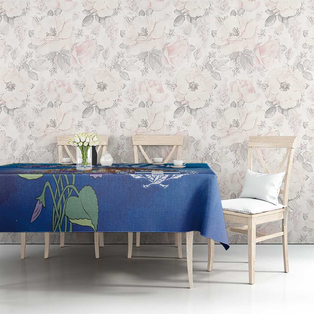 Greece Athens Tablecloth Viola Odorata with Emblem Design - Wonder Print Shop