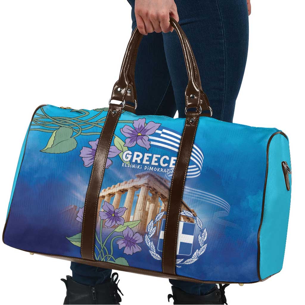 Greece Athens Travel Bag Viola Odorata with Emblem Design - Wonder Print Shop