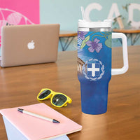 Greece Athens Tumbler With Handle Viola Odorata with Emblem Design - Wonder Print Shop