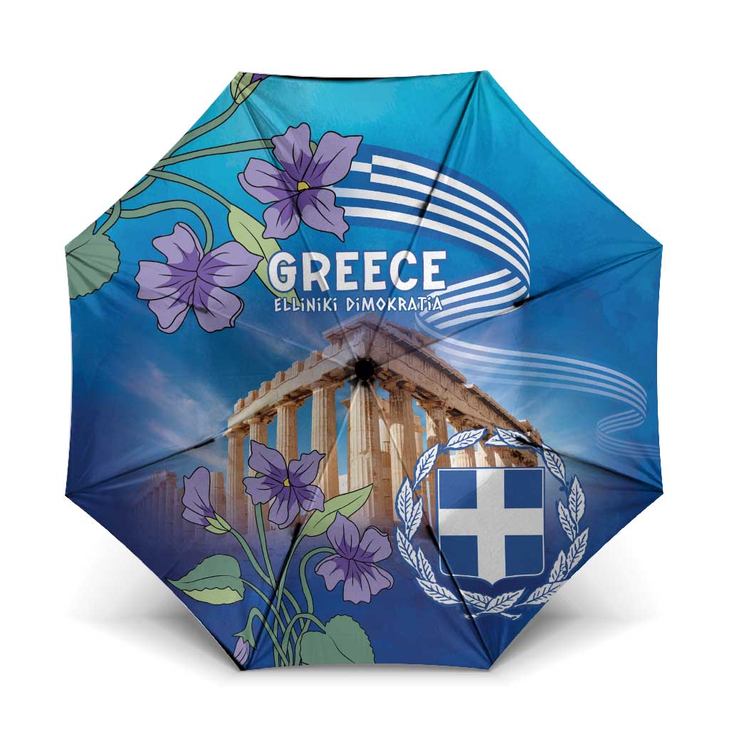 Greece Athens Umbrella Viola Odorata with Emblem Design - Wonder Print Shop