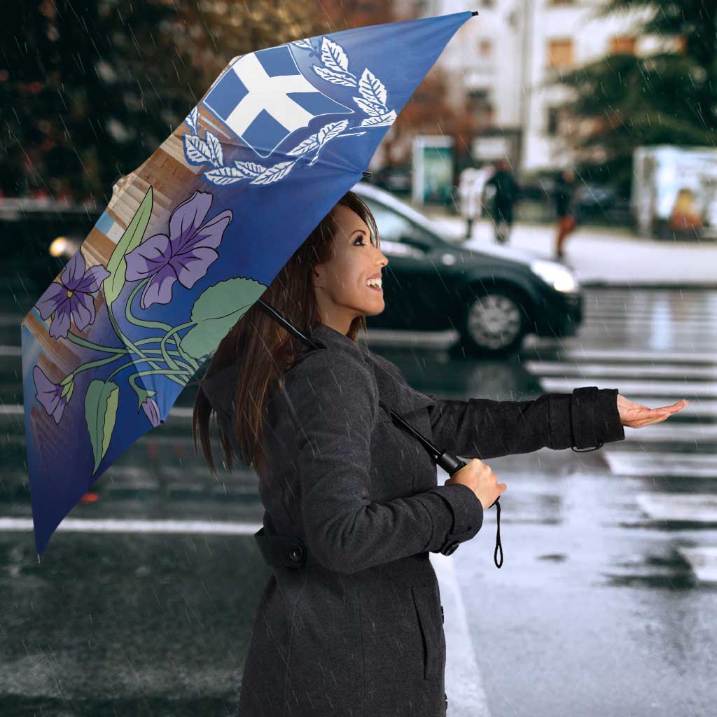 Greece Athens Umbrella Viola Odorata with Emblem Design - Wonder Print Shop