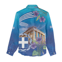 Greece Athens Women Casual Shirt Viola Odorata with Emblem Design - Wonder Print Shop