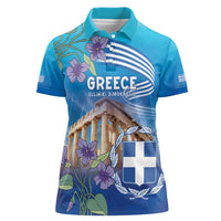 Greece Athens Women Polo Shirt Viola Odorata with Emblem Design - Wonder Print Shop