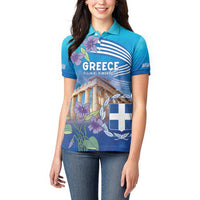 Greece Athens Women Polo Shirt Viola Odorata with Emblem Design - Wonder Print Shop
