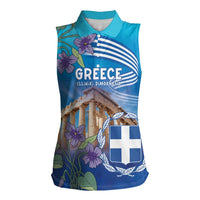 Greece Athens Women Sleeveless Polo Shirt Viola Odorata with Emblem Design - Wonder Print Shop