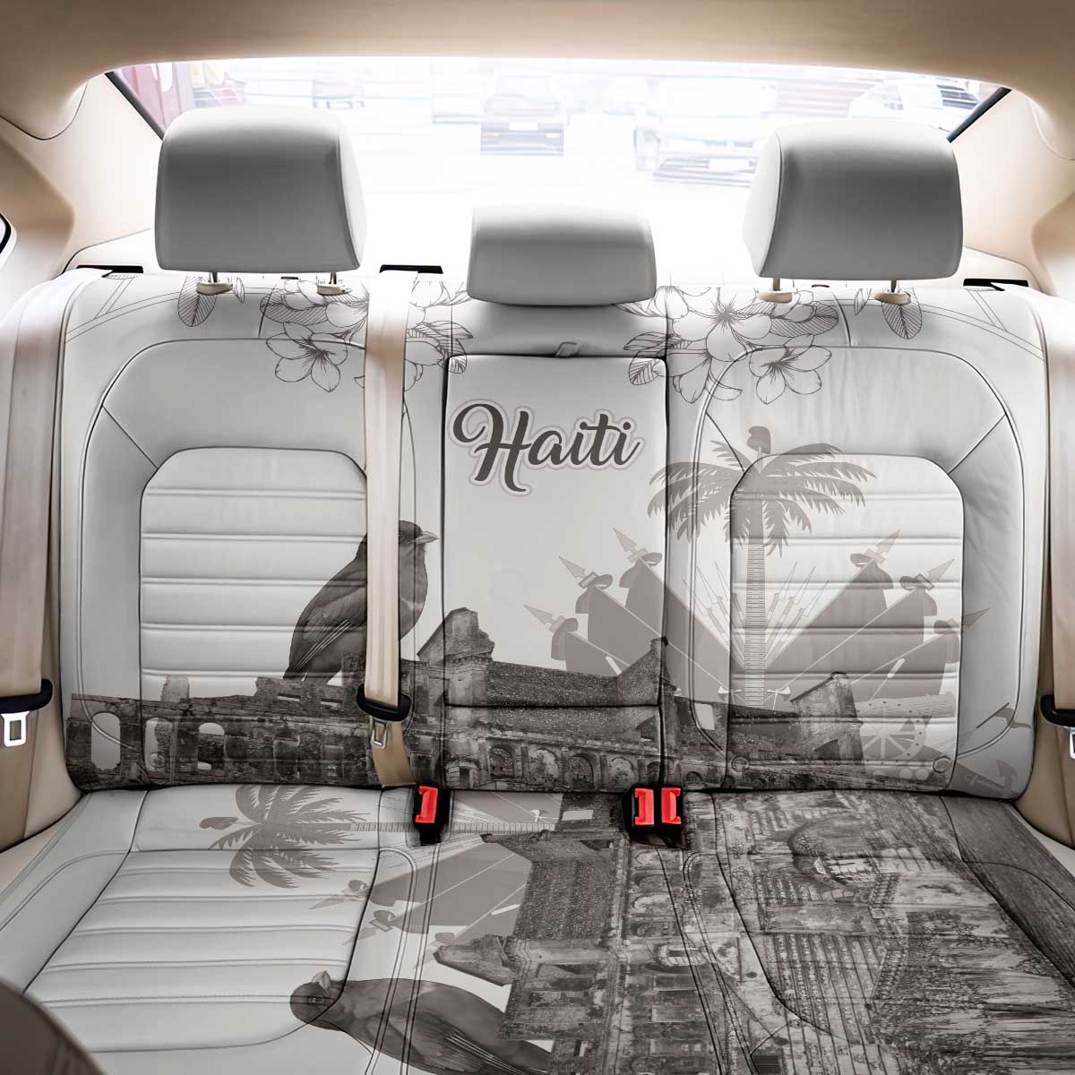 Haiti Citadelle Laferriere Back Car Seat Cover Hispaniolan Trogon and Plumeria - Wonder Print Shop
