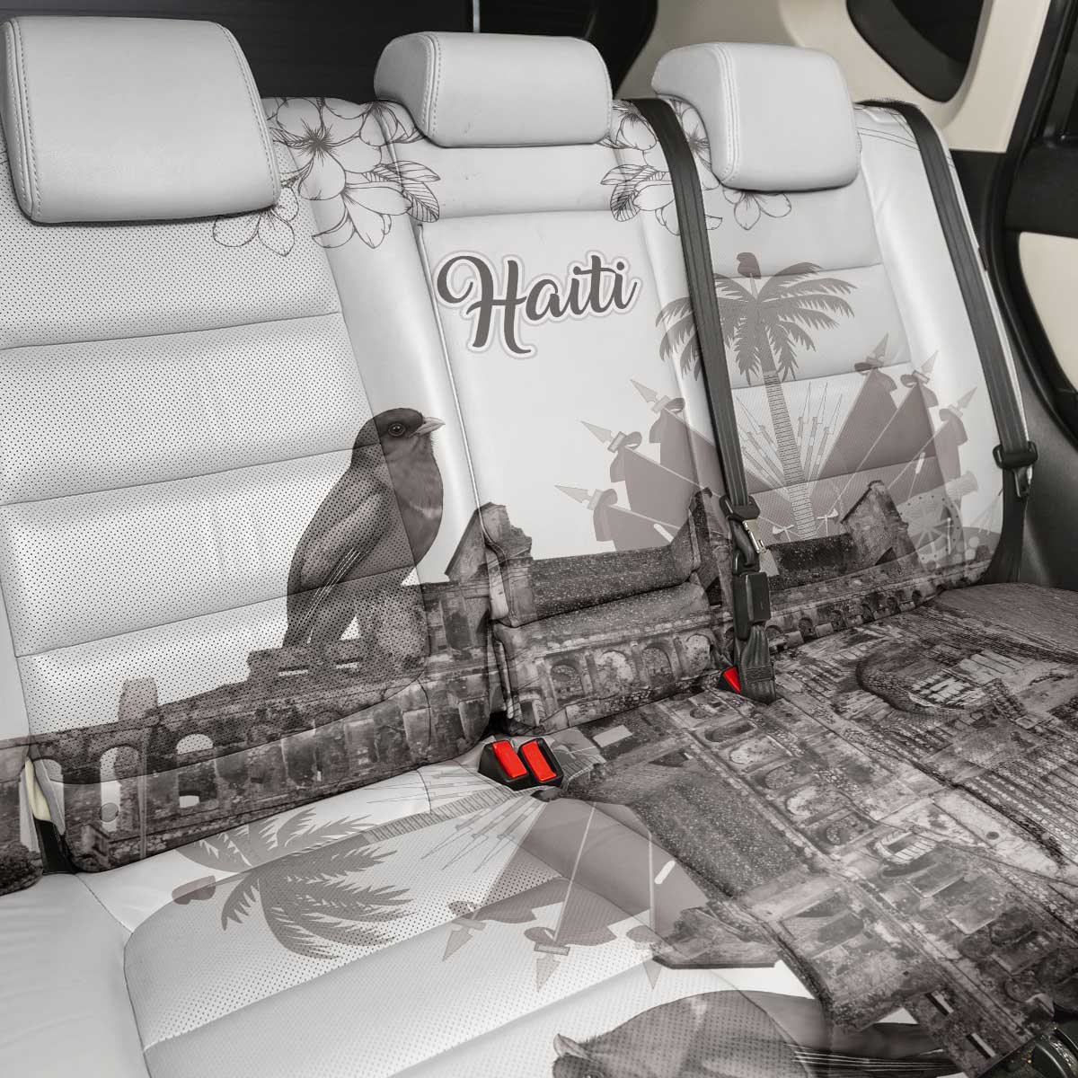 Haiti Citadelle Laferriere Back Car Seat Cover Hispaniolan Trogon and Plumeria - Wonder Print Shop