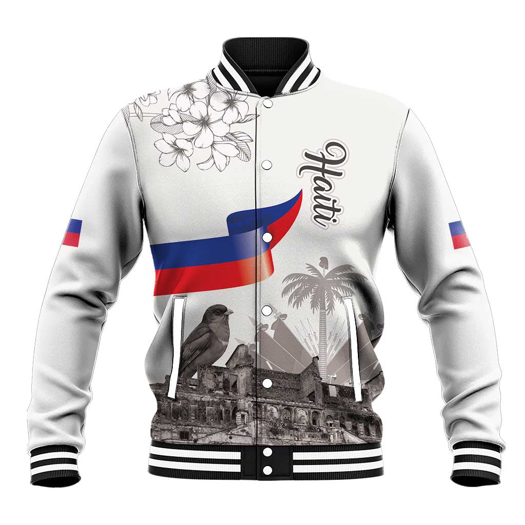Haiti Citadelle Laferriere Baseball Jacket Hispaniolan Trogon and Plumeria - Wonder Print Shop