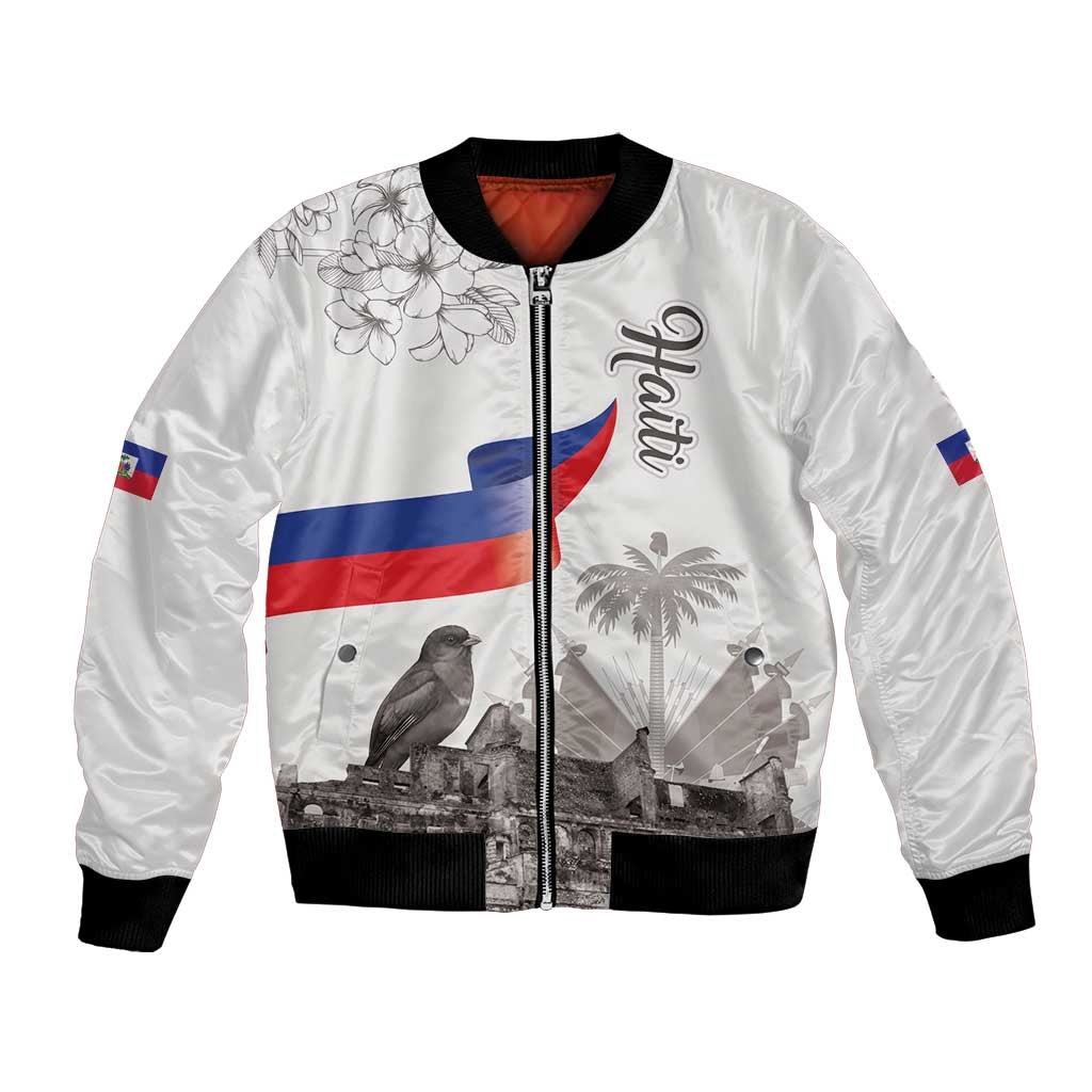 Haiti Citadelle Laferriere Bomber Jacket Hispaniolan Trogon and Plumeria - Wonder Print Shop