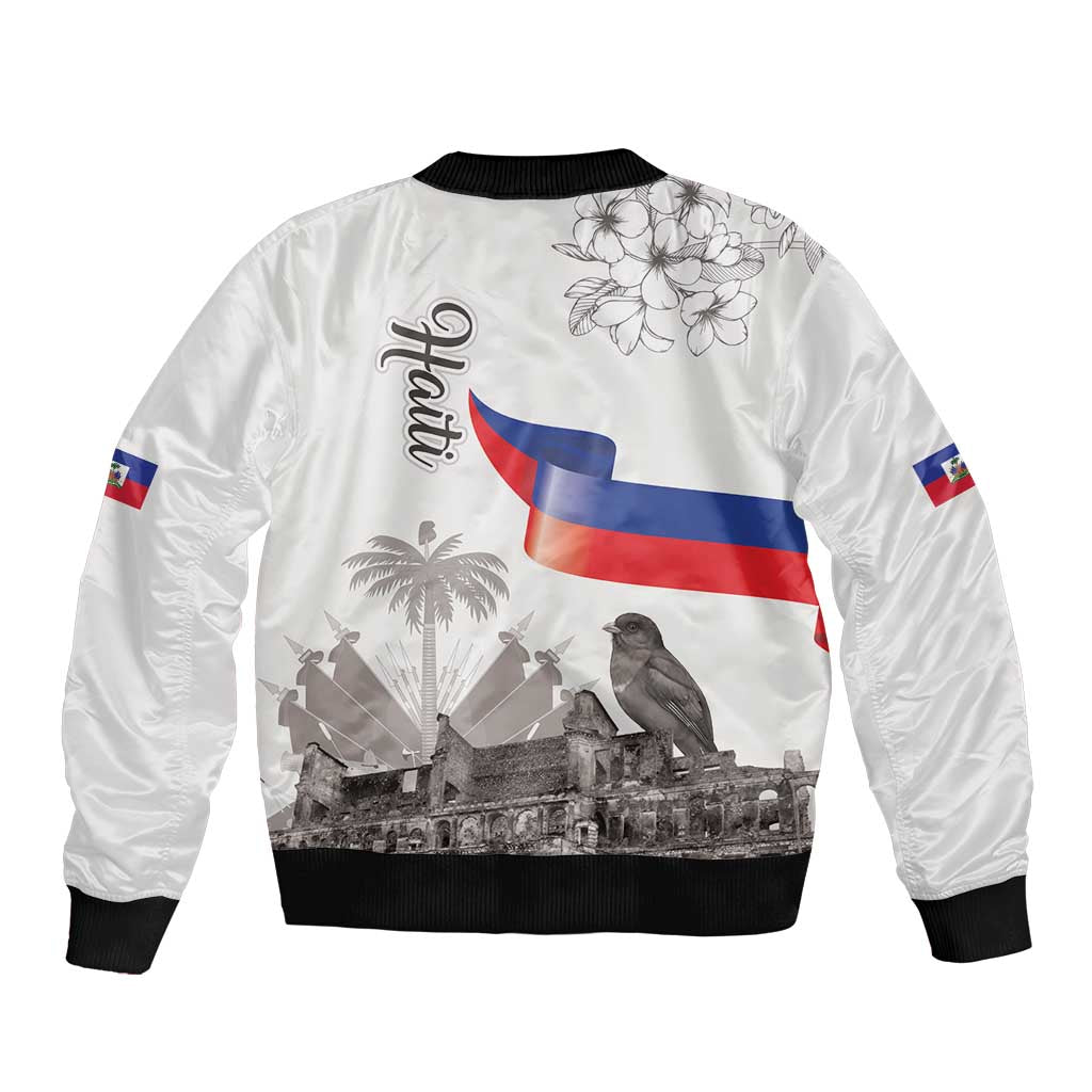 Haiti Citadelle Laferriere Bomber Jacket Hispaniolan Trogon and Plumeria - Wonder Print Shop