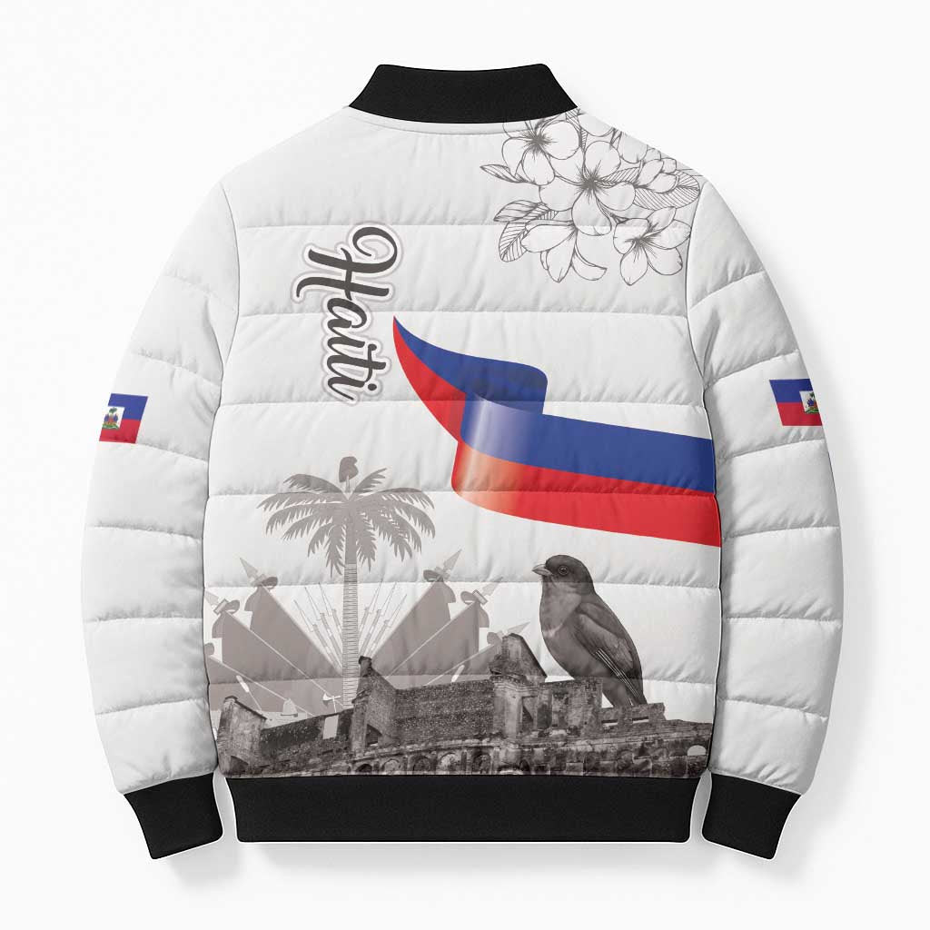 Haiti Citadelle Laferriere Bomber Puffer Jacket Hispaniolan Trogon and Plumeria - Wonder Print Shop
