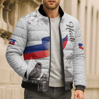 Haiti Citadelle Laferriere Bomber Puffer Jacket Hispaniolan Trogon and Plumeria - Wonder Print Shop