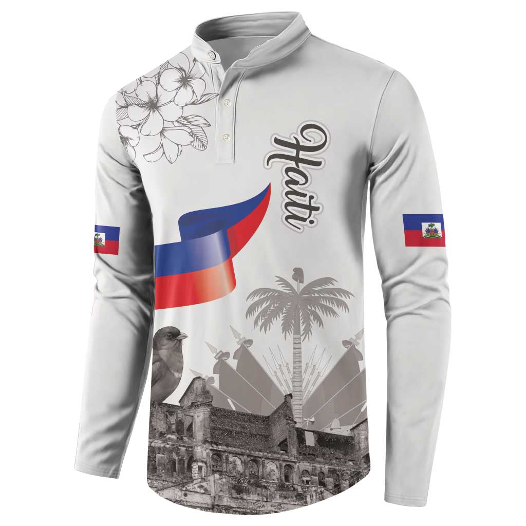 Haiti Citadelle Laferriere Button Sweatshirt Hispaniolan Trogon and Plumeria - Wonder Print Shop