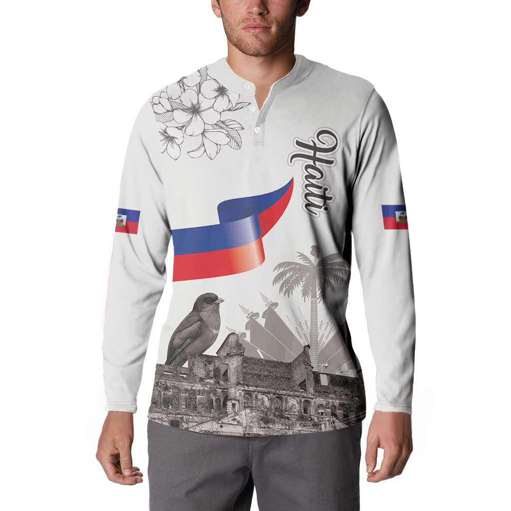 Haiti Citadelle Laferriere Button Sweatshirt Hispaniolan Trogon and Plumeria - Wonder Print Shop