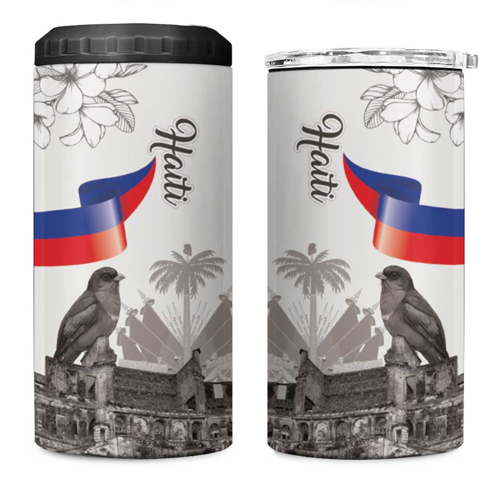 Haiti Citadelle Laferriere 4 in 1 Can Cooler Tumbler Hispaniolan Trogon and Plumeria - Wonder Print Shop