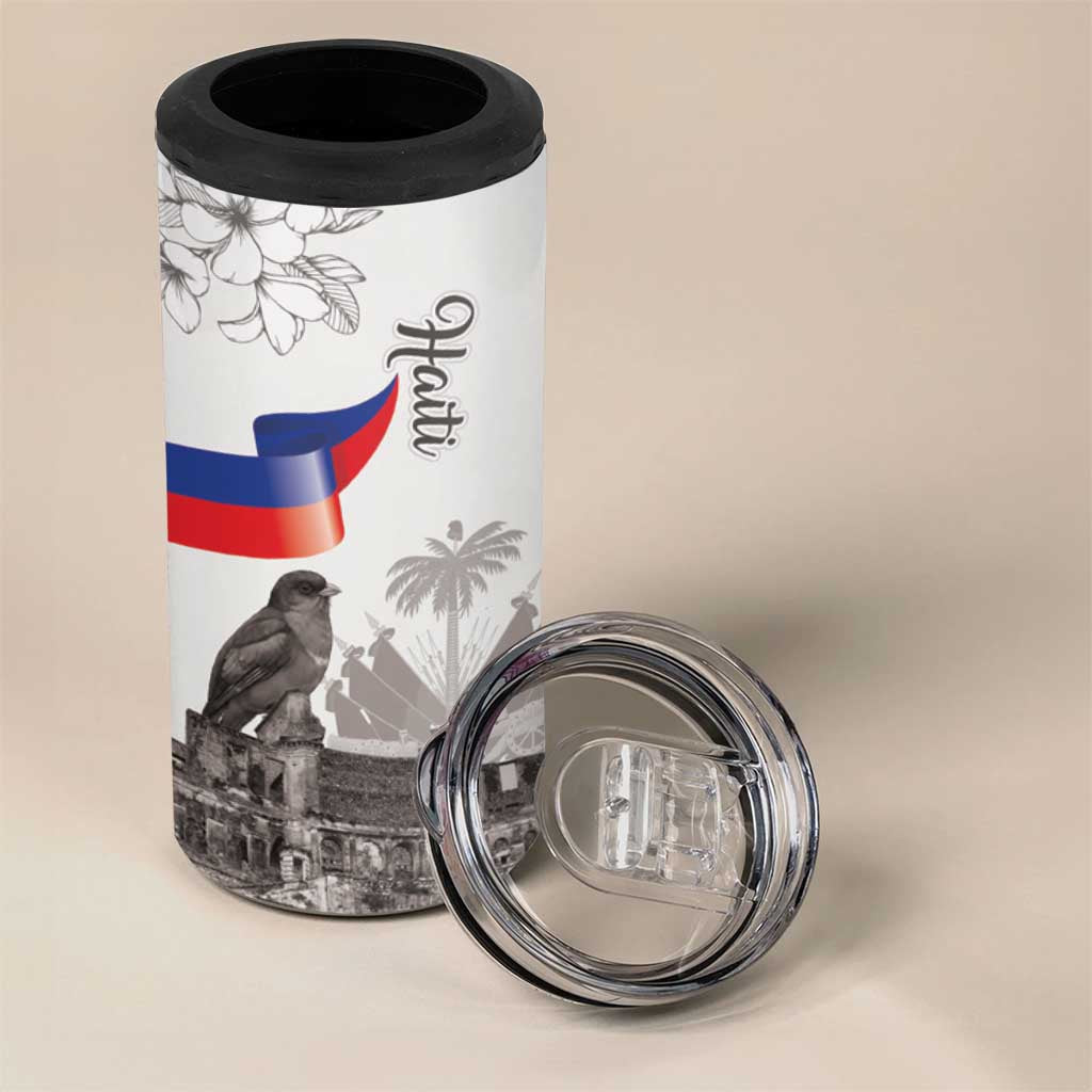 Haiti Citadelle Laferriere 4 in 1 Can Cooler Tumbler Hispaniolan Trogon and Plumeria - Wonder Print Shop