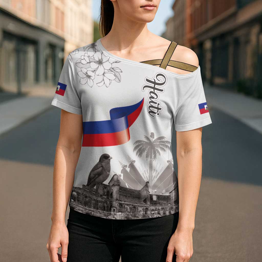 Haiti Citadelle Laferriere Cross Shoulder Shirt Hispaniolan Trogon and Plumeria - Wonder Print Shop