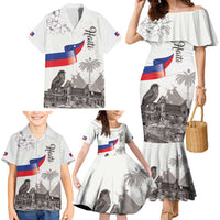 Haiti Citadelle Laferriere Family Matching Mermaid Dress and Hawaiian Shirt Hispaniolan Trogon and Plumeria - Wonder Print Shop
