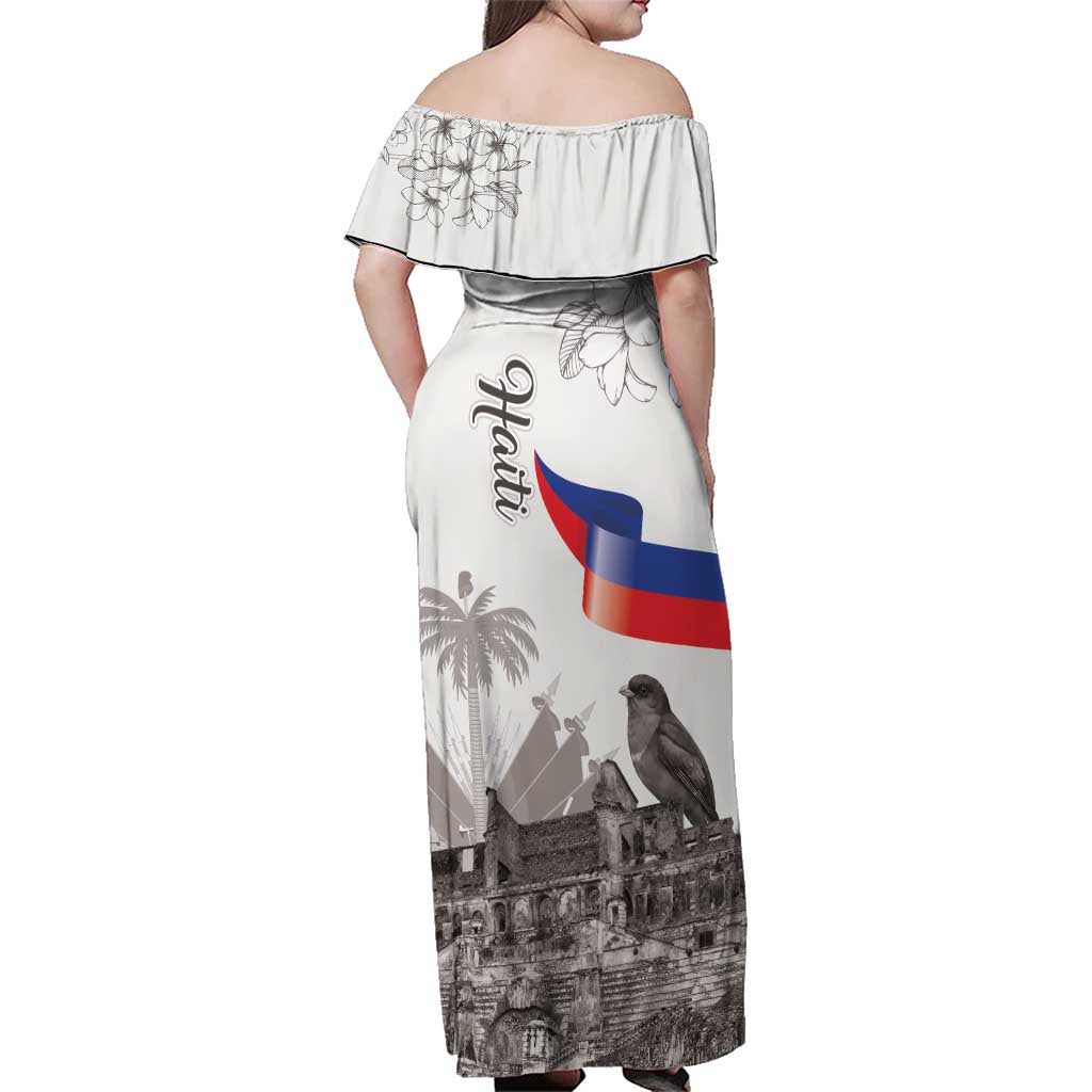 Haiti Citadelle Laferriere Family Matching Off Shoulder Maxi Dress and Hawaiian Shirt Hispaniolan Trogon and Plumeria - Wonder Print Shop
