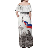 Haiti Citadelle Laferriere Family Matching Off Shoulder Maxi Dress and Hawaiian Shirt Hispaniolan Trogon and Plumeria - Wonder Print Shop