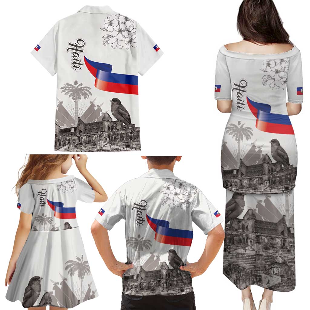 Haiti Citadelle Laferriere Family Matching Puletasi and Hawaiian Shirt Hispaniolan Trogon and Plumeria - Wonder Print Shop