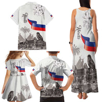 Haiti Citadelle Laferriere Family Matching Tank Maxi Dress and Hawaiian Shirt Hispaniolan Trogon and Plumeria - Wonder Print Shop