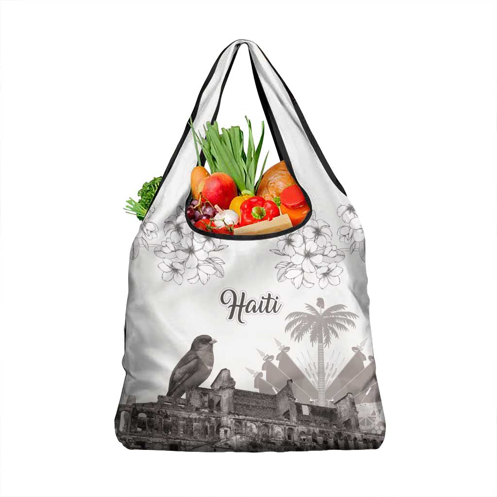 Haiti Citadelle Laferriere Grocery Bag Hispaniolan Trogon and Plumeria - Wonder Print Shop