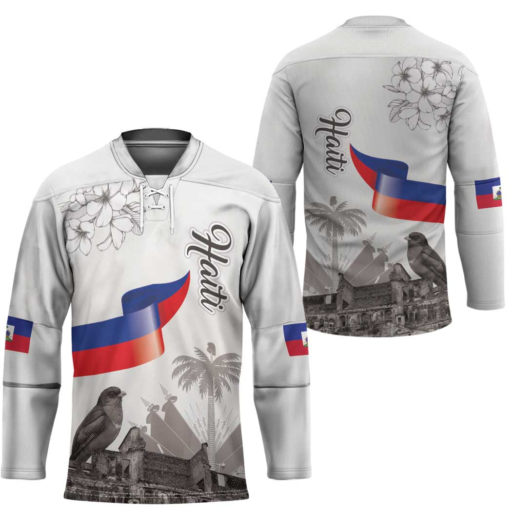 Haiti Citadelle Laferriere Hockey Jersey Hispaniolan Trogon and Plumeria - Wonder Print Shop