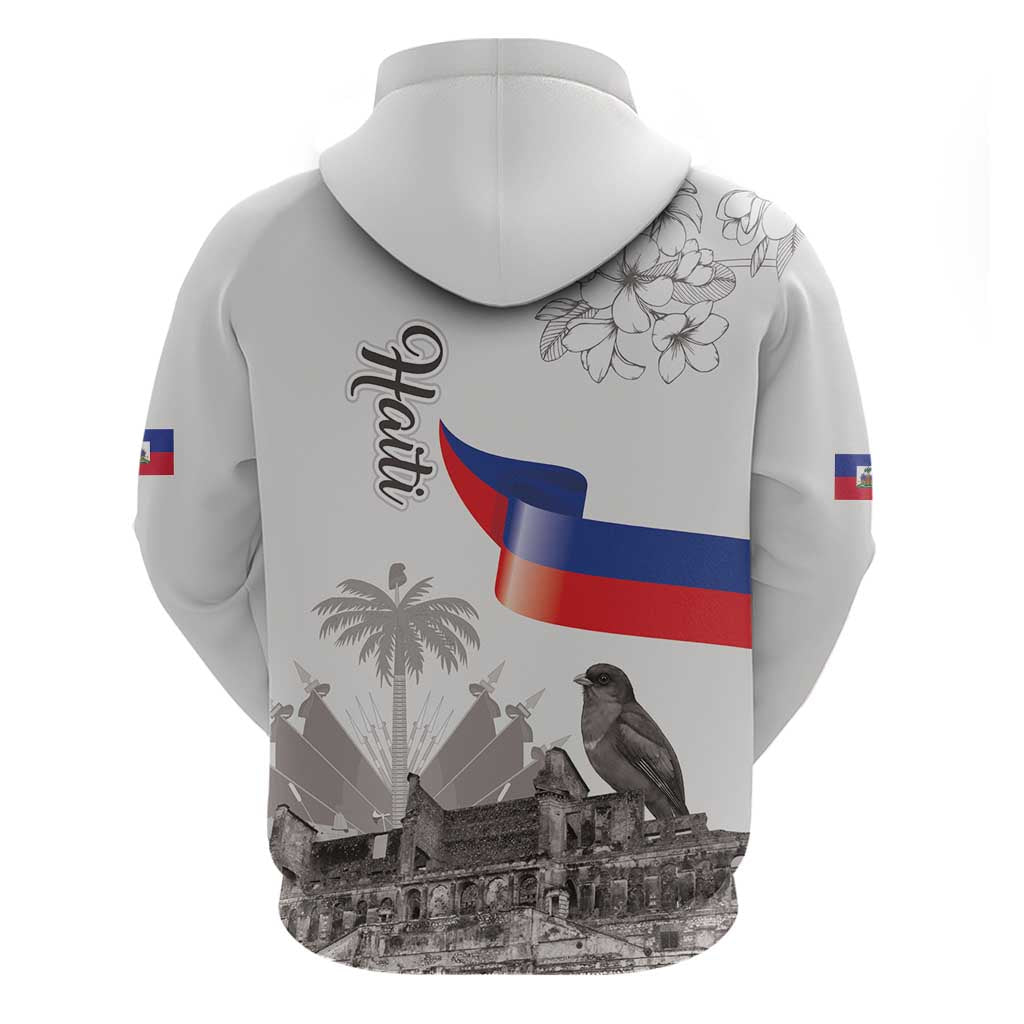 Haiti Citadelle Laferriere Hoodie Hispaniolan Trogon and Plumeria - Wonder Print Shop