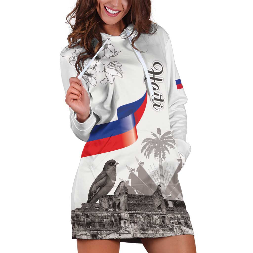 Haiti Citadelle Laferriere Hoodie Dress Hispaniolan Trogon and Plumeria - Wonder Print Shop