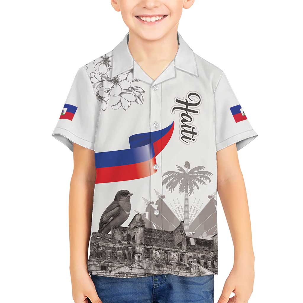 Haiti Citadelle Laferriere Kid Hawaiian Shirt Hispaniolan Trogon and Plumeria - Wonder Print Shop