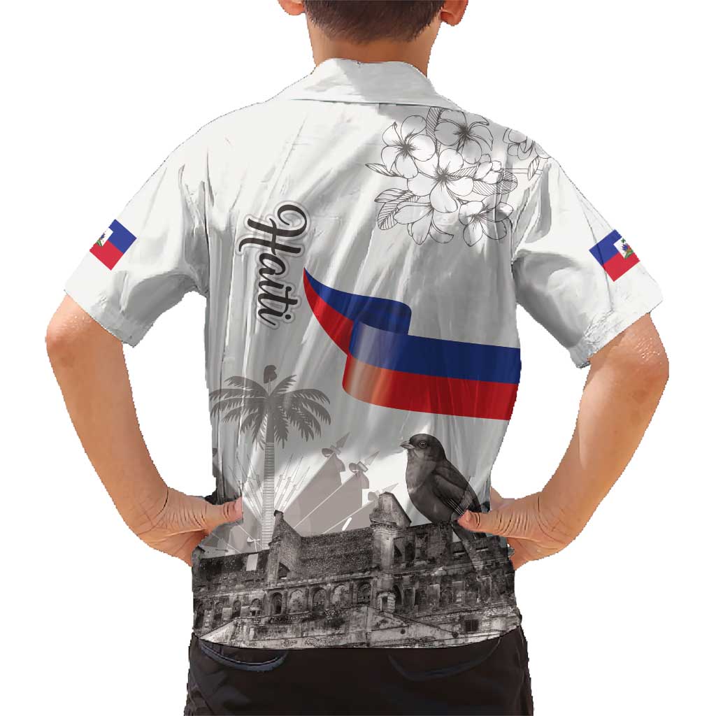Haiti Citadelle Laferriere Kid Hawaiian Shirt Hispaniolan Trogon and Plumeria - Wonder Print Shop