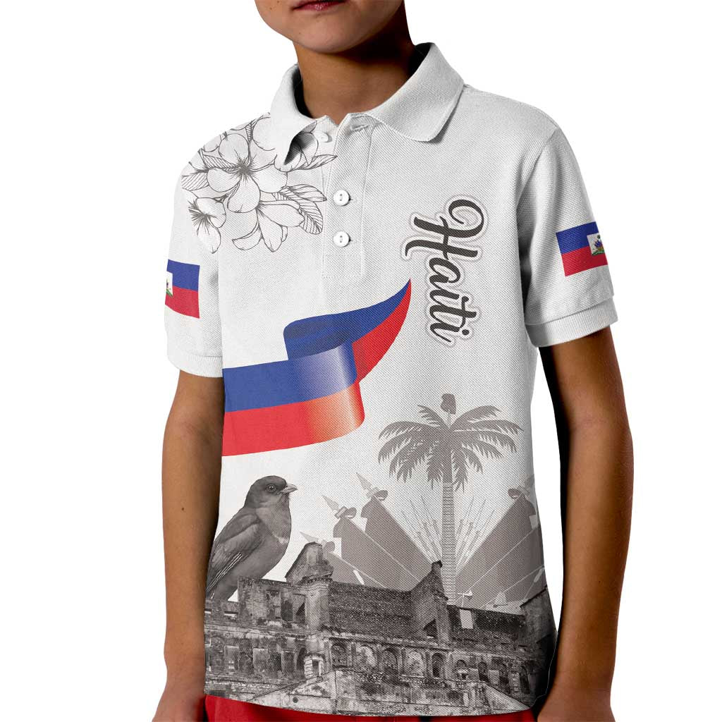 Haiti Citadelle Laferriere Kid Polo Shirt Hispaniolan Trogon and Plumeria - Wonder Print Shop