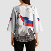 Haiti Citadelle Laferriere Kimono Sleeve Blouse Hispaniolan Trogon and Plumeria - Wonder Print Shop