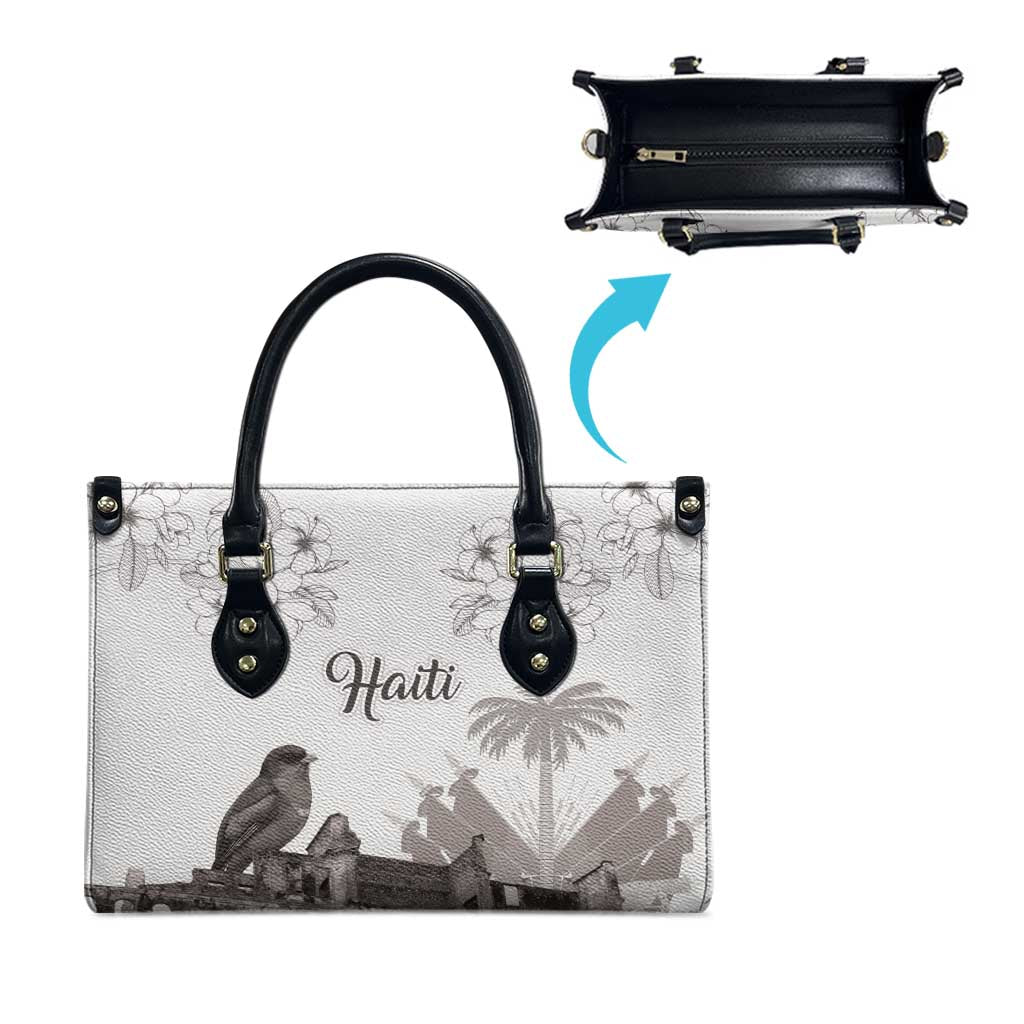 Haiti Citadelle Laferriere Leather Bag Hispaniolan Trogon and Plumeria - Wonder Print Shop