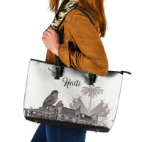Haiti Citadelle Laferriere Leather Tote Bag Hispaniolan Trogon and Plumeria - Wonder Print Shop