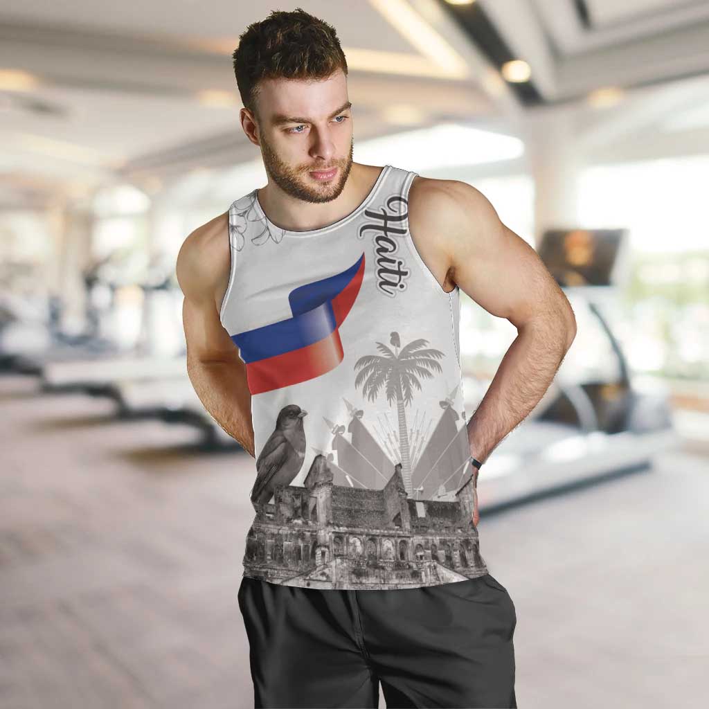 Haiti Citadelle Laferriere Men Tank Top Hispaniolan Trogon and Plumeria - Wonder Print Shop