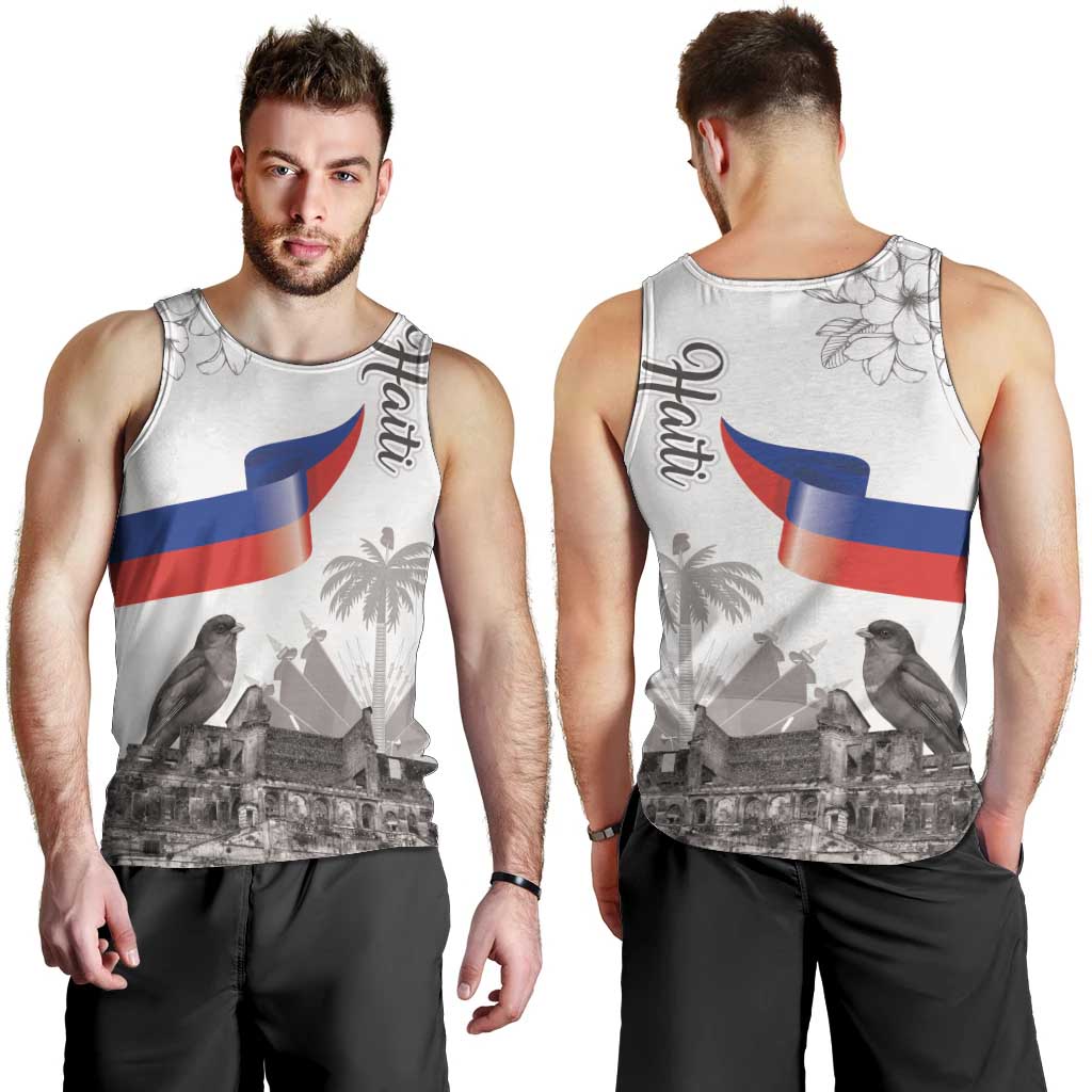 Haiti Citadelle Laferriere Men Tank Top Hispaniolan Trogon and Plumeria - Wonder Print Shop