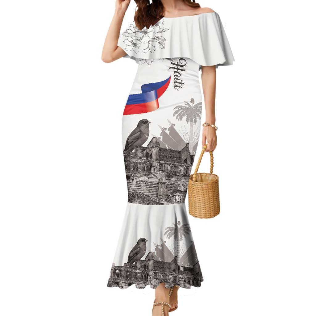 Haiti Citadelle Laferriere Mermaid Dress Hispaniolan Trogon and Plumeria - Wonder Print Shop