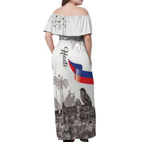 Haiti Citadelle Laferriere Off Shoulder Maxi Dress Hispaniolan Trogon and Plumeria - Wonder Print Shop